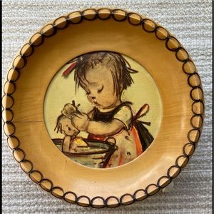 Vintage Hummel music box wood plate.